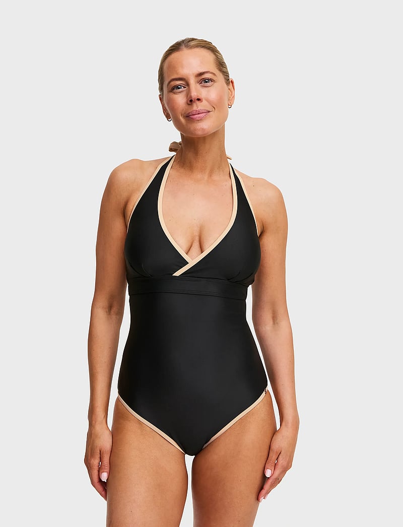 Swegmark - HAITI HALTERNECK SWIMSUIT - badeanzüge - black/beige - 0