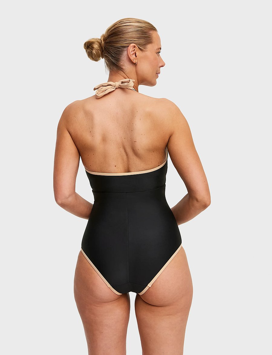 Swegmark - HAITI HALTERNECK SWIMSUIT - baddräkter - black/beige - 4