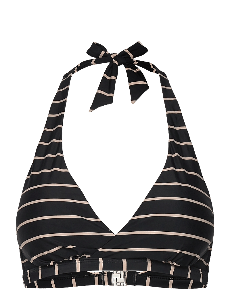 Swegmark - MAUI HALTERNECK BIKINI BRA - dreieck-bikini-oberteile - black/beige stripe - 1