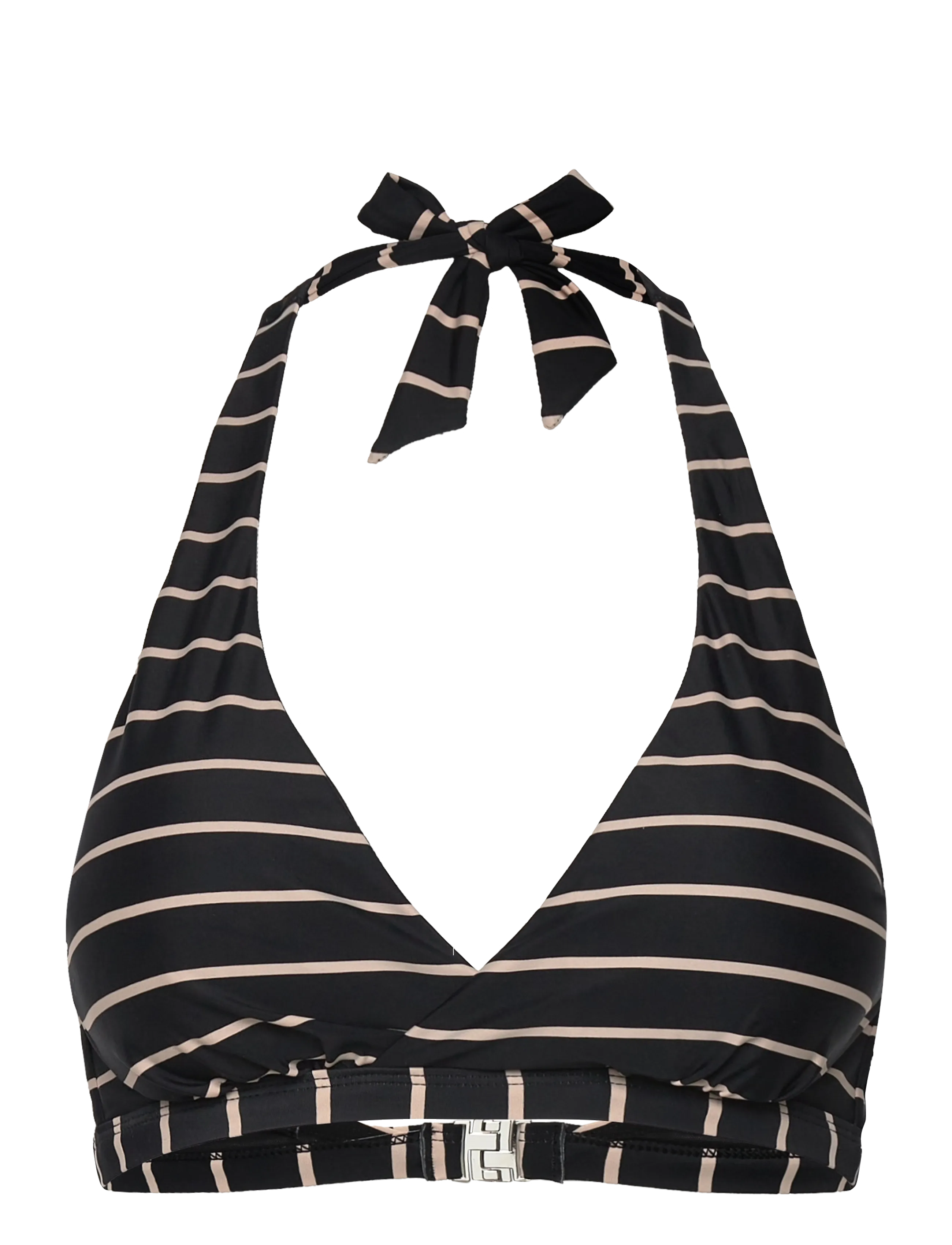 Swegmark - MAUI HALTERNECK BIKINI BRA - kolmnurksed bikiinide ülaosad - black/beige stripe - 1