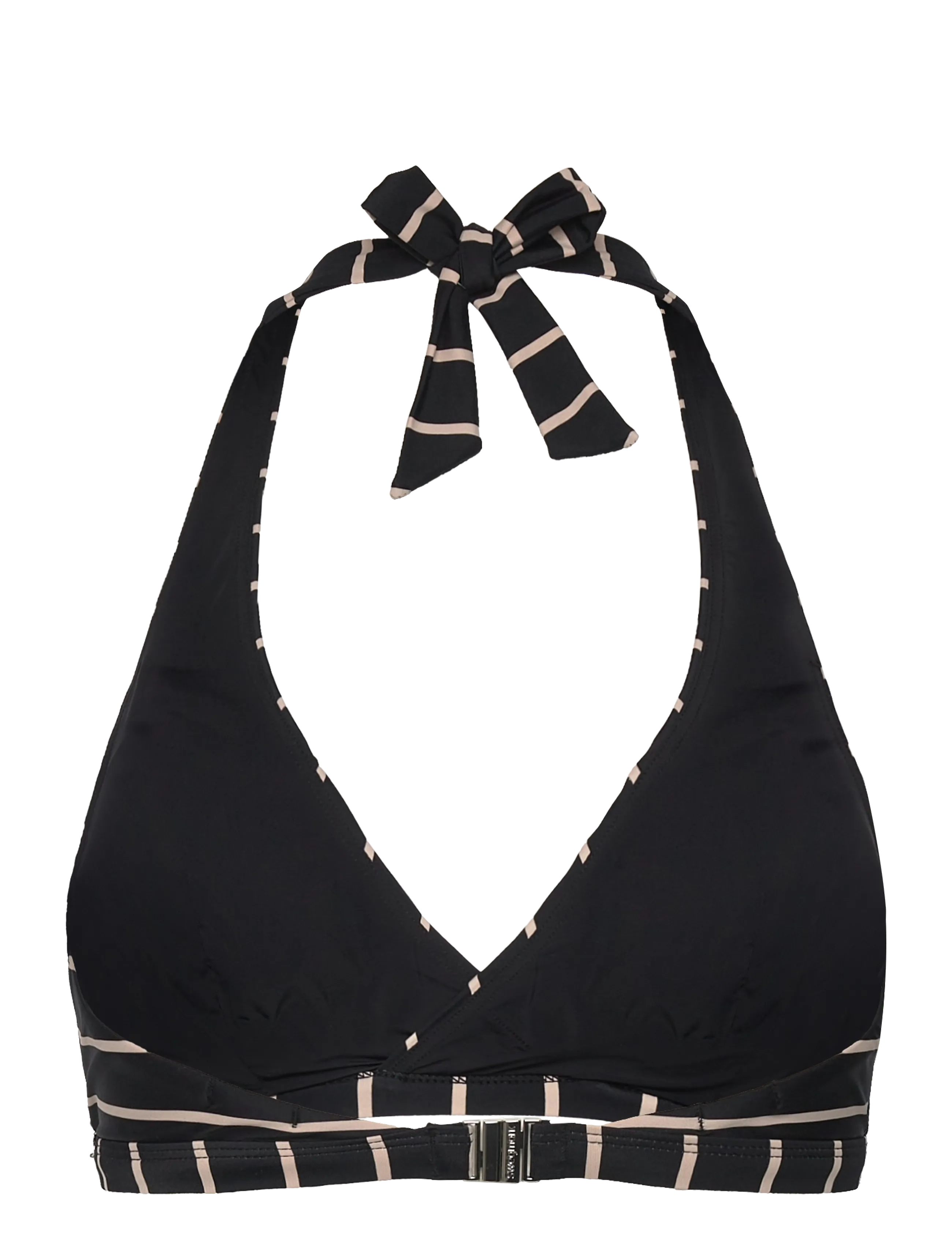 Swegmark - MAUI HALTERNECK BIKINI BRA - kolmnurksed bikiinide ülaosad - black/beige stripe - 2