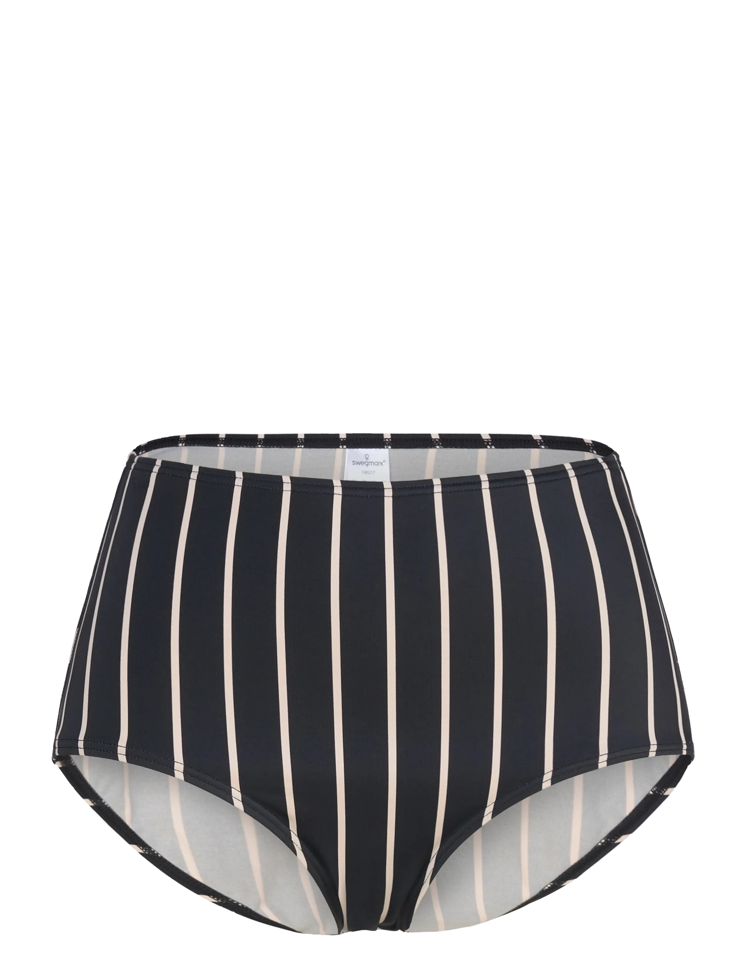 Swegmark PORTOFINO HIGH WAIST BIKINI BRIEFS - Bikinitrosor - BLACK/BEIGE STRIPE / black