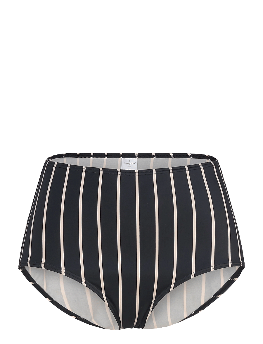 Swegmark - PORTOFINO HIGH WAIST BIKINI BRIEFS - bikini-slips - black/beige stripe - 1