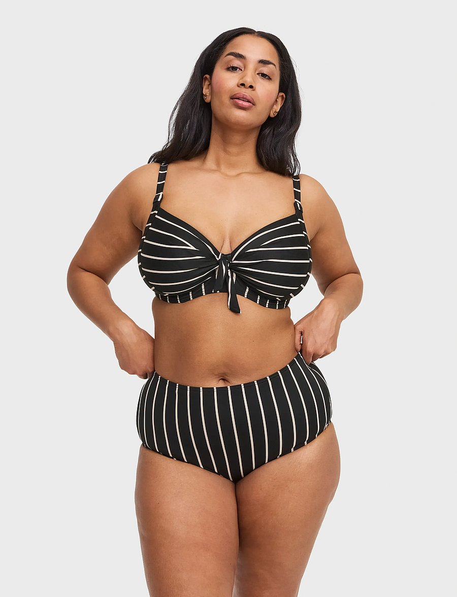 Swegmark - PORTOFINO HIGH WAIST BIKINI BRIEFS - bikini-slips - black/beige stripe - 0