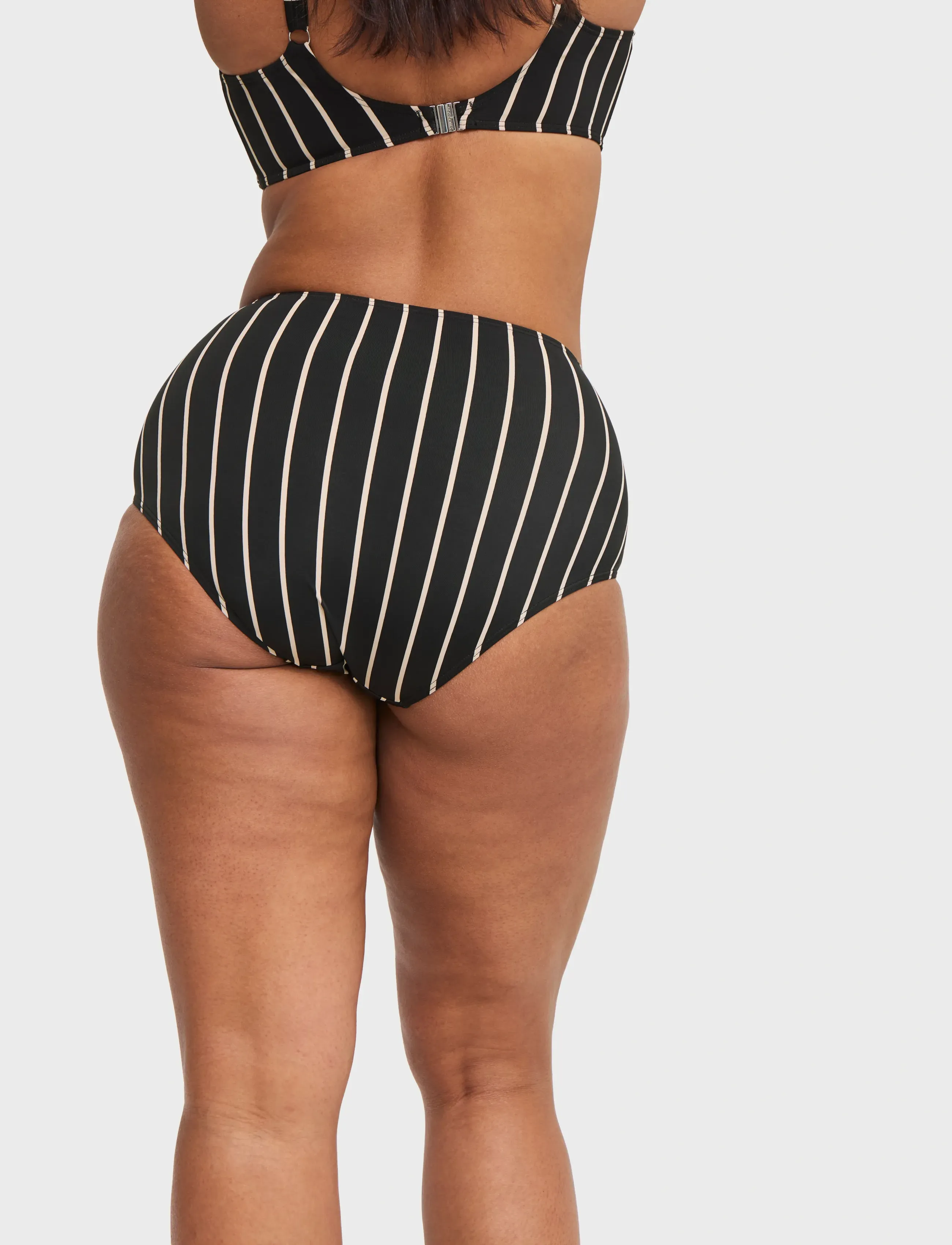 Swegmark - PORTOFINO HIGH WAIST BIKINI BRIEFS - bikini-slips - black/beige stripe - 4