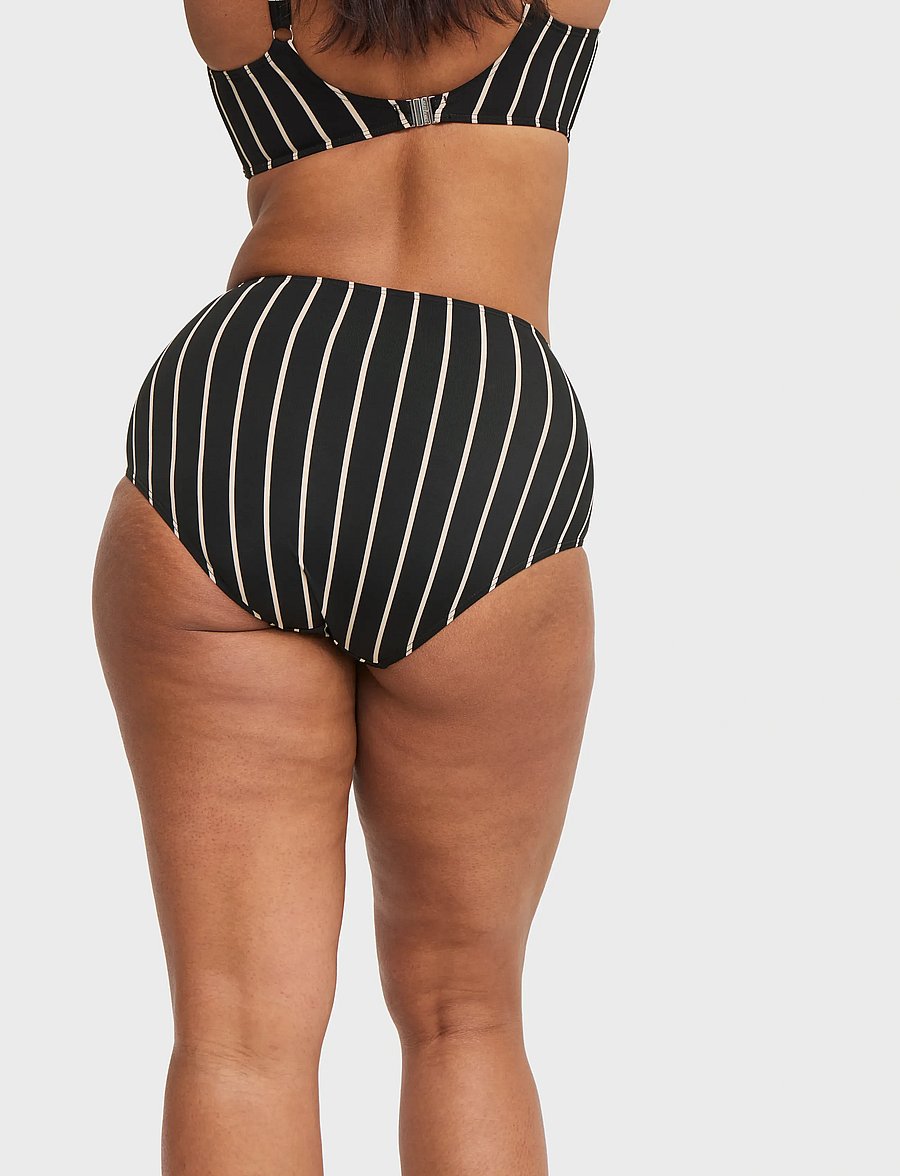 Swegmark - PORTOFINO HIGH WAIST BIKINI BRIEFS - bikini-slips - black/beige stripe - 4