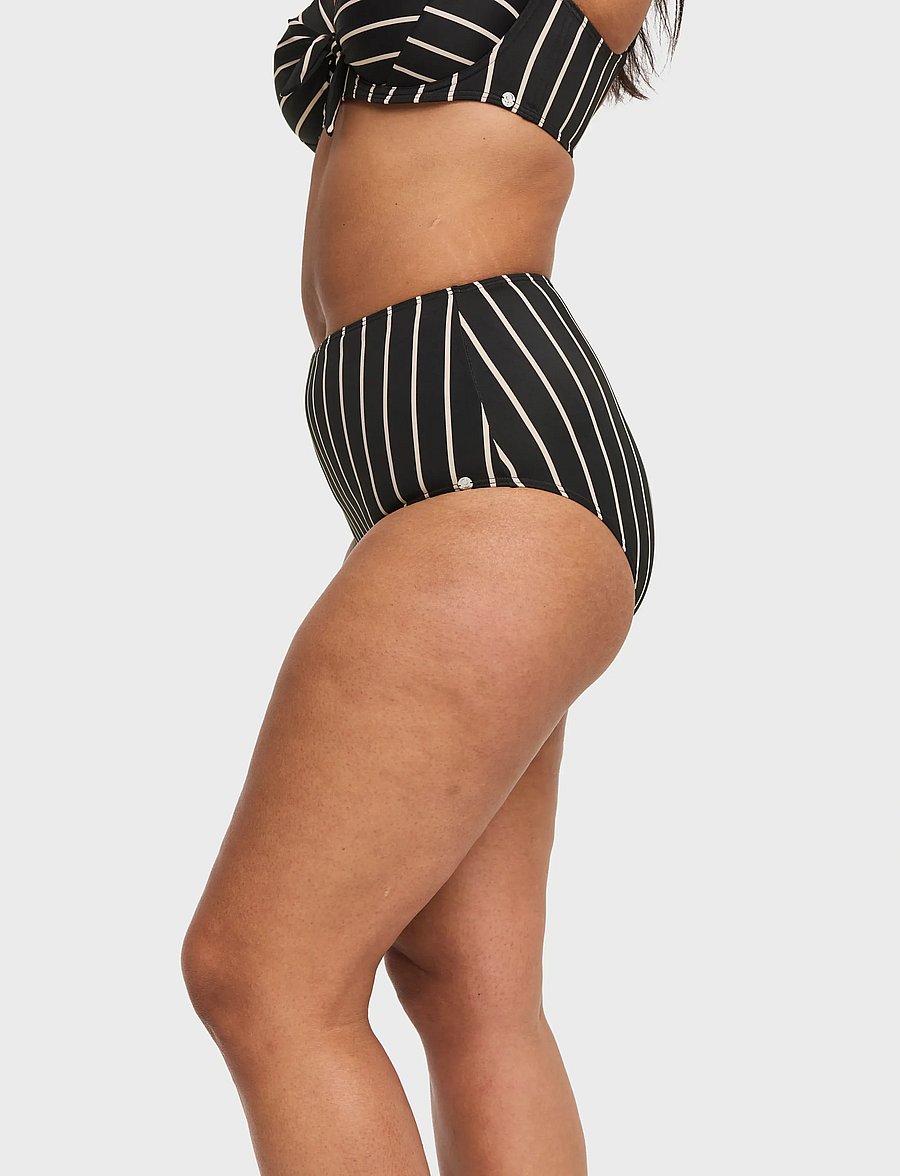 Swegmark - PORTOFINO HIGH WAIST BIKINI BRIEFS - bikini-slips - black/beige stripe - 5