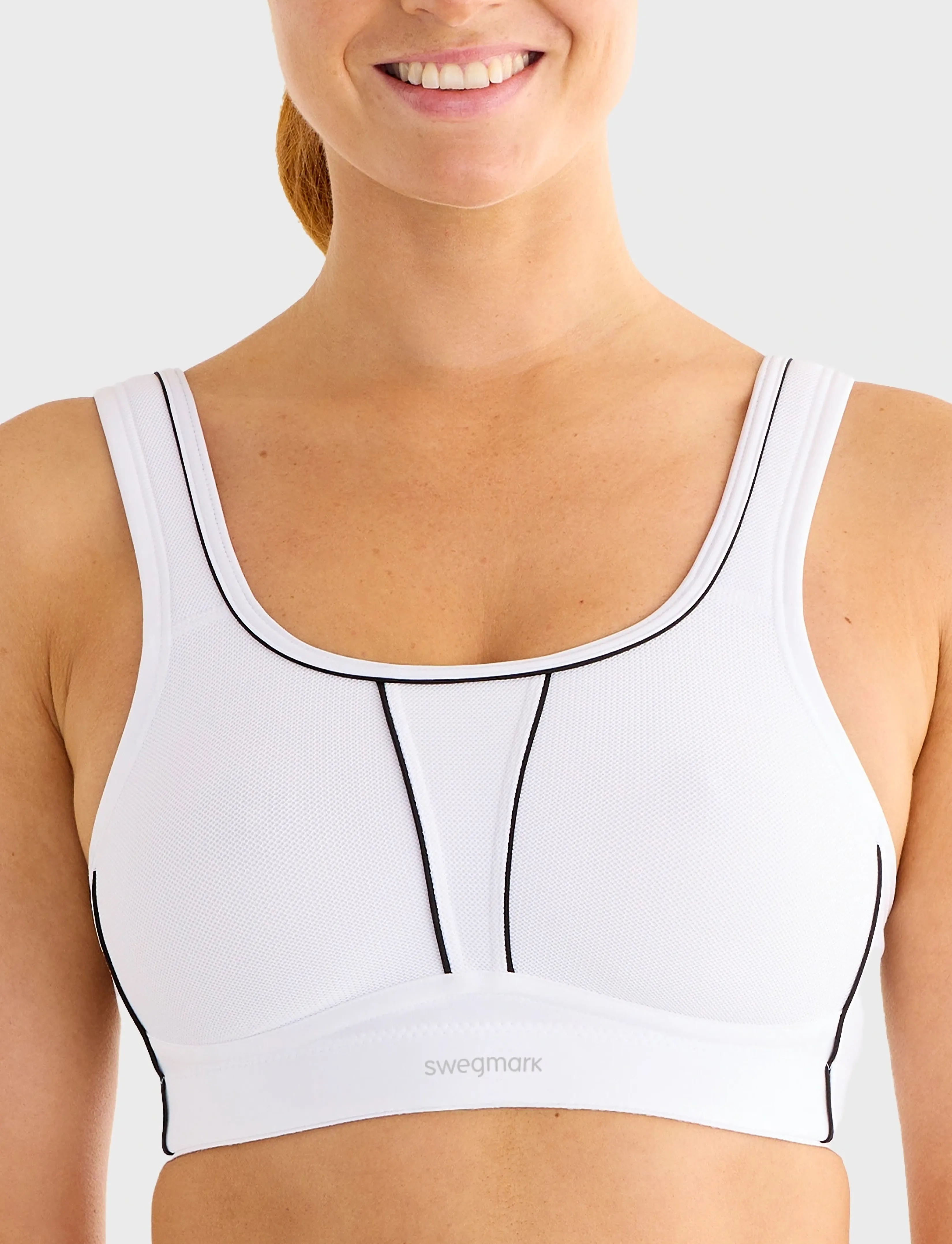 Swegmark Movement Sport Bra Black, Kvinder, Sports BH, Hvid, Str: B x 90