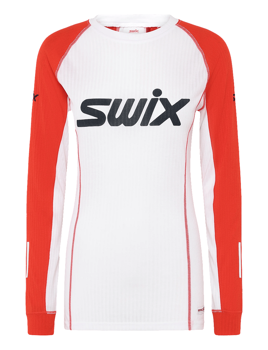 Swix - Roadline RaceX Long Sleeve W - funktionsunterwäsche - oberteile - 00035-bright white/fiery red - 0