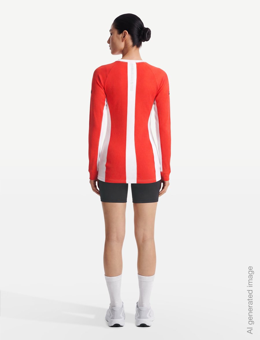 Swix - Roadline RaceX Long Sleeve W - funktionsunterwäsche - oberteile - 00035-bright white/fiery red - 4