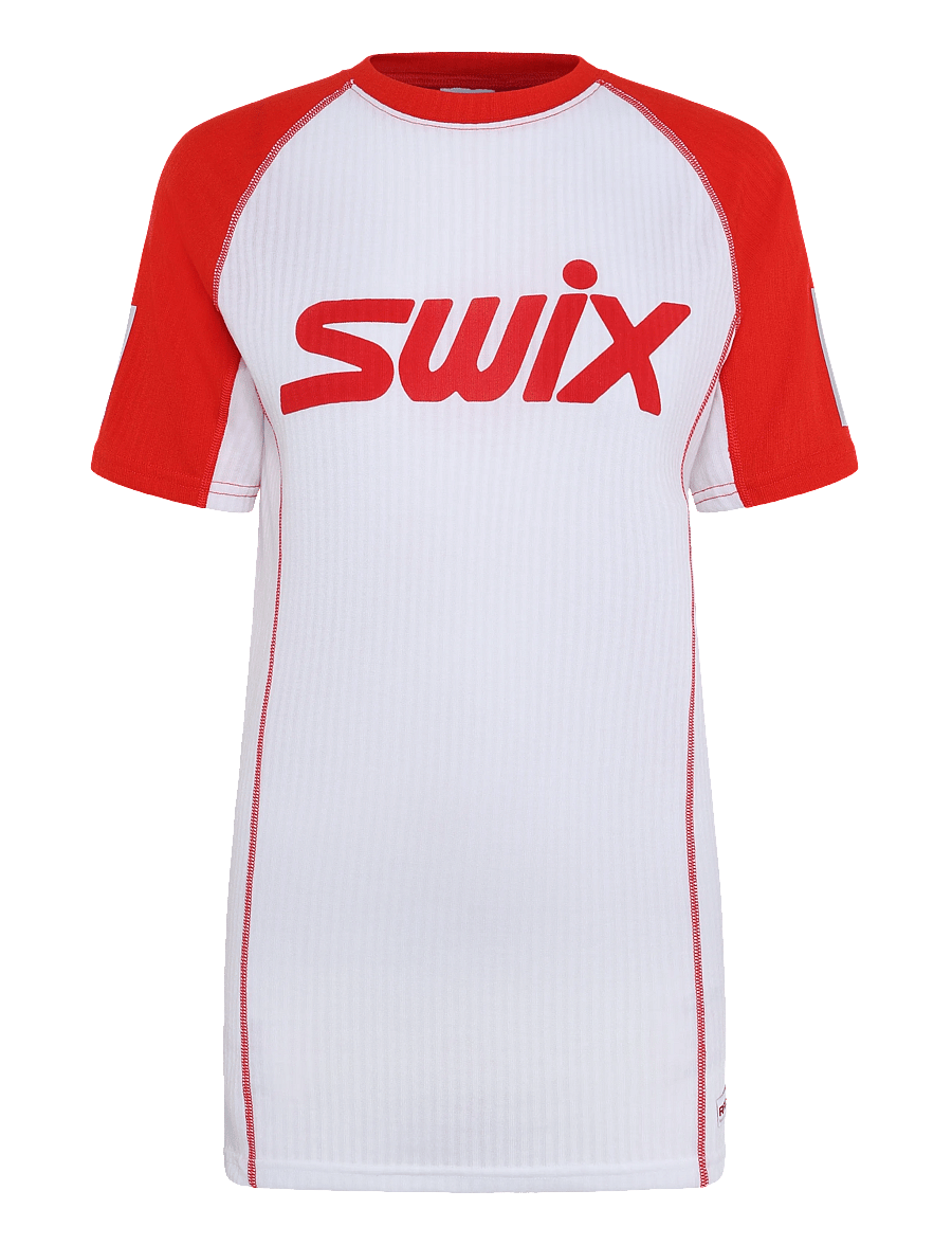 Swix - Roadline RaceX Short Sleeve W - underställströjor - 00035-bright white/fiery red - 0