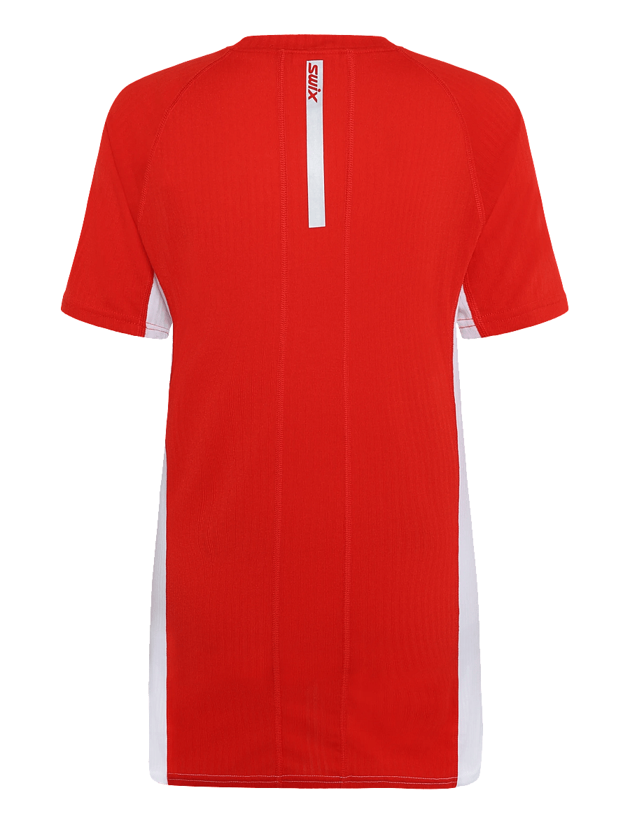 Swix - Roadline RaceX Short Sleeve W - underställströjor - 00035-bright white/fiery red - 1