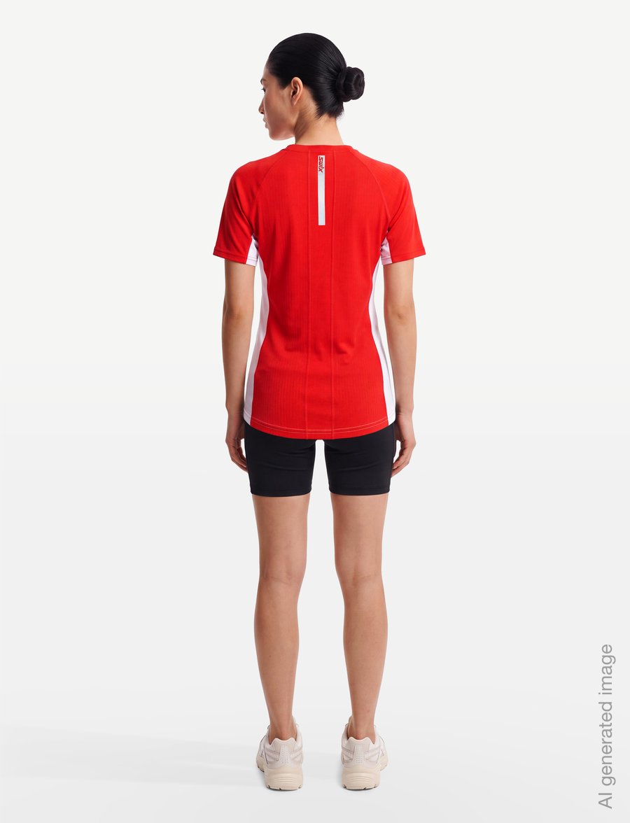 Swix - Roadline RaceX Short Sleeve W - aluskihina kantavad alussärgid - 00035-bright white/fiery red - 4