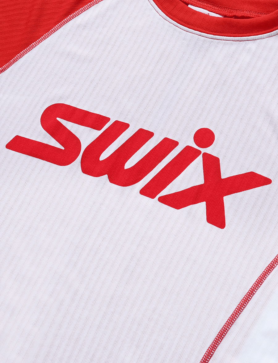 Swix - Roadline RaceX Short Sleeve W - underställströjor - 00035-bright white/fiery red - 2