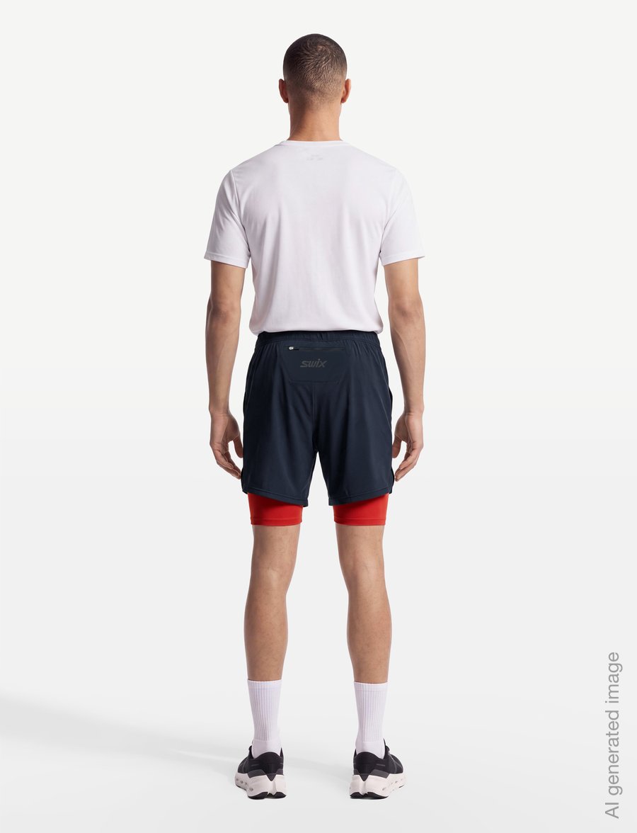 Swix - Pace Hybrid Shorts M - laufshorts - 75115-dark navy / lava - 4
