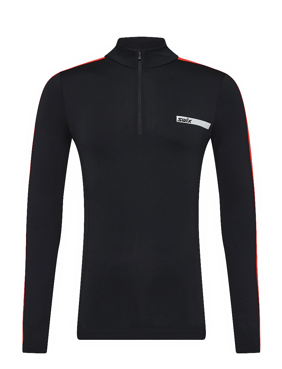 Swix - Roadline NTS Half Zip Baselayer Top M - baselayer overdele - 10070-black/fiery red - 0