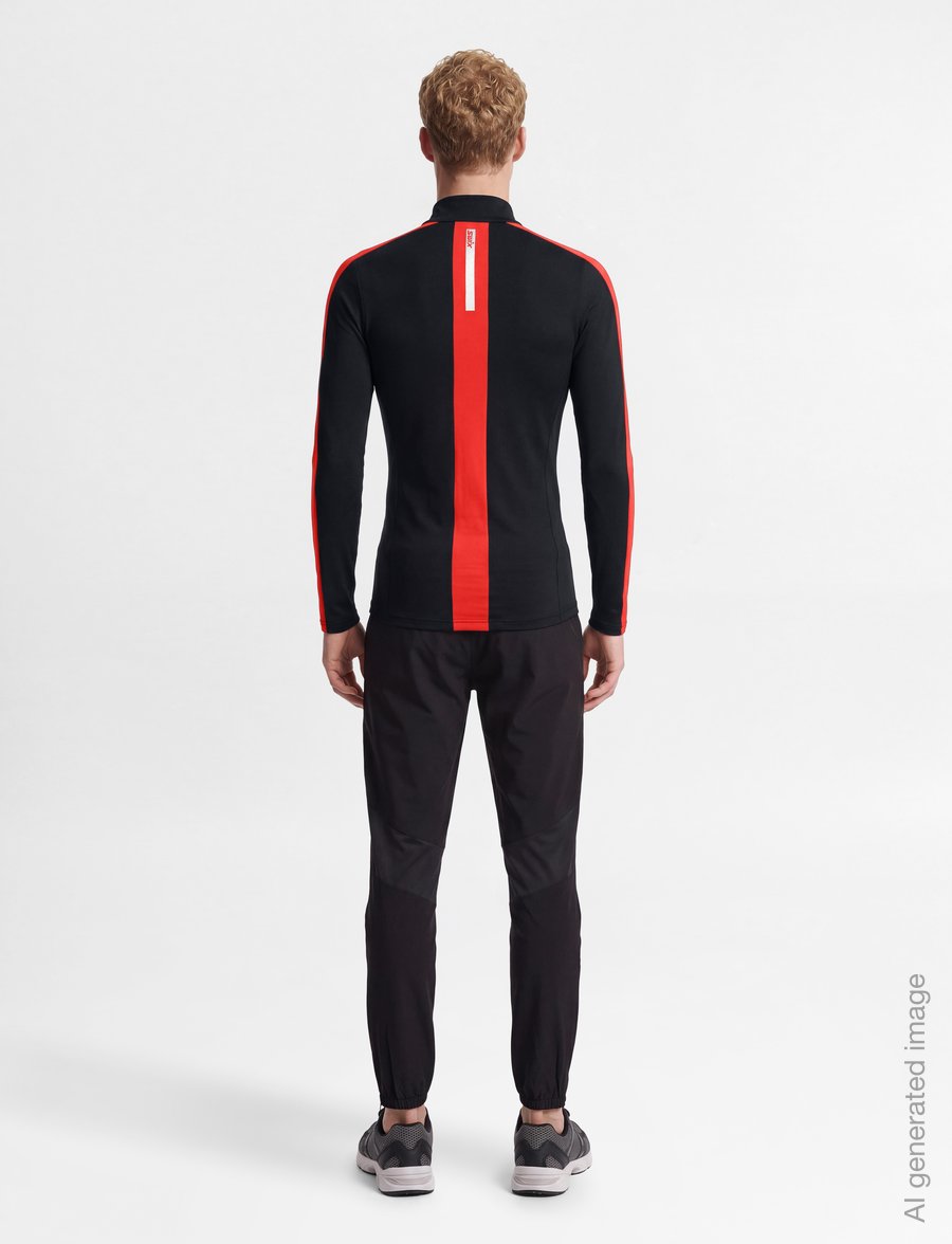 Swix - Roadline NTS Half Zip Baselayer Top M - 10070-black/fiery red - 4