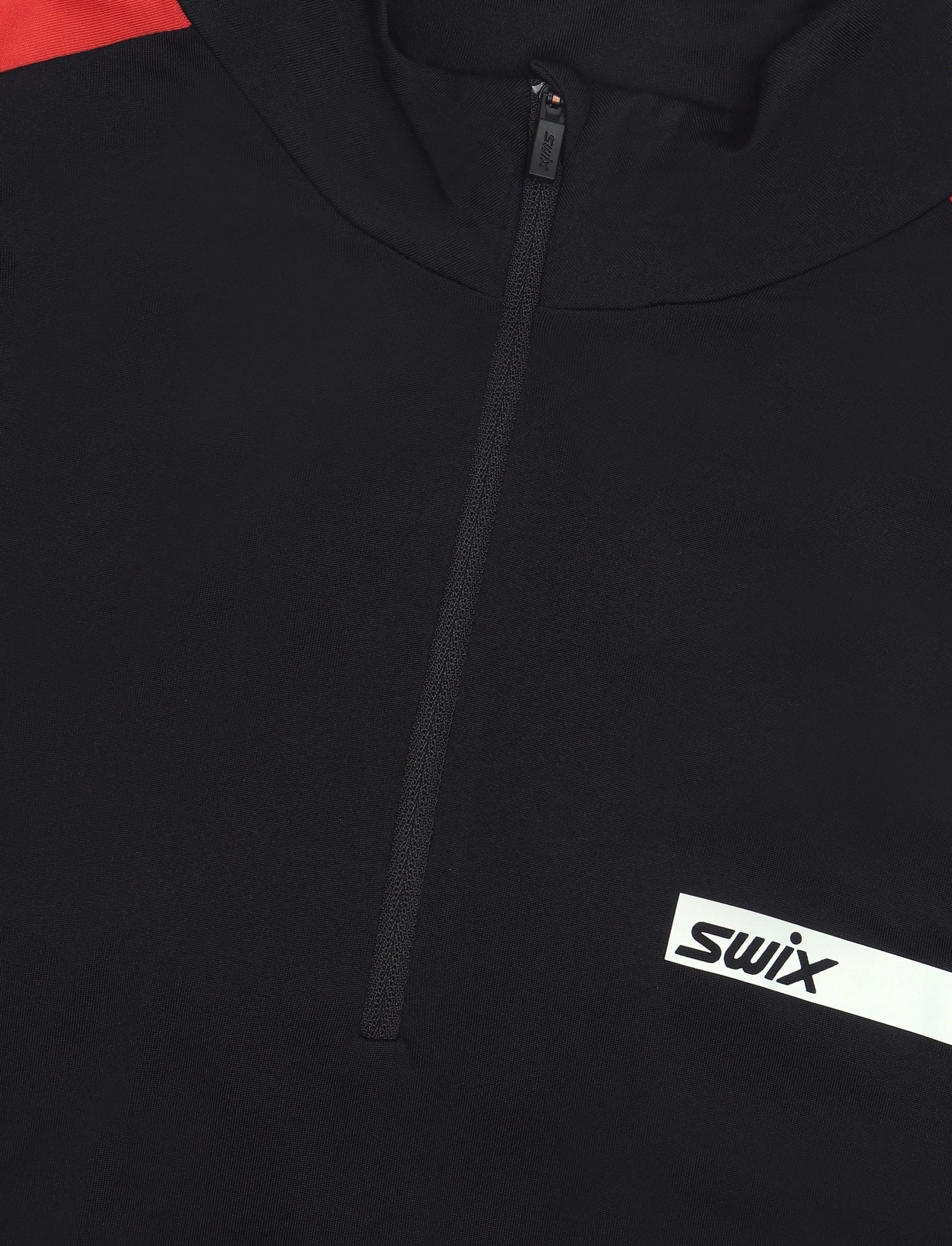Swix - Roadline NTS Half Zip Baselayer Top M - baselayer overdele - 10070-black/fiery red - 2
