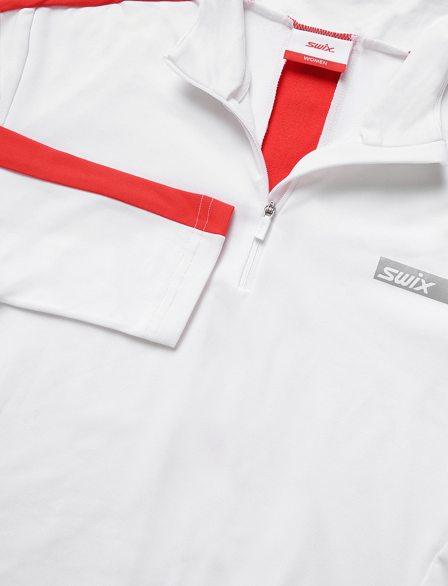 Swix - Roadline NTS Half Zip Baselayer Top W - 00035-bright white/fiery red - 2