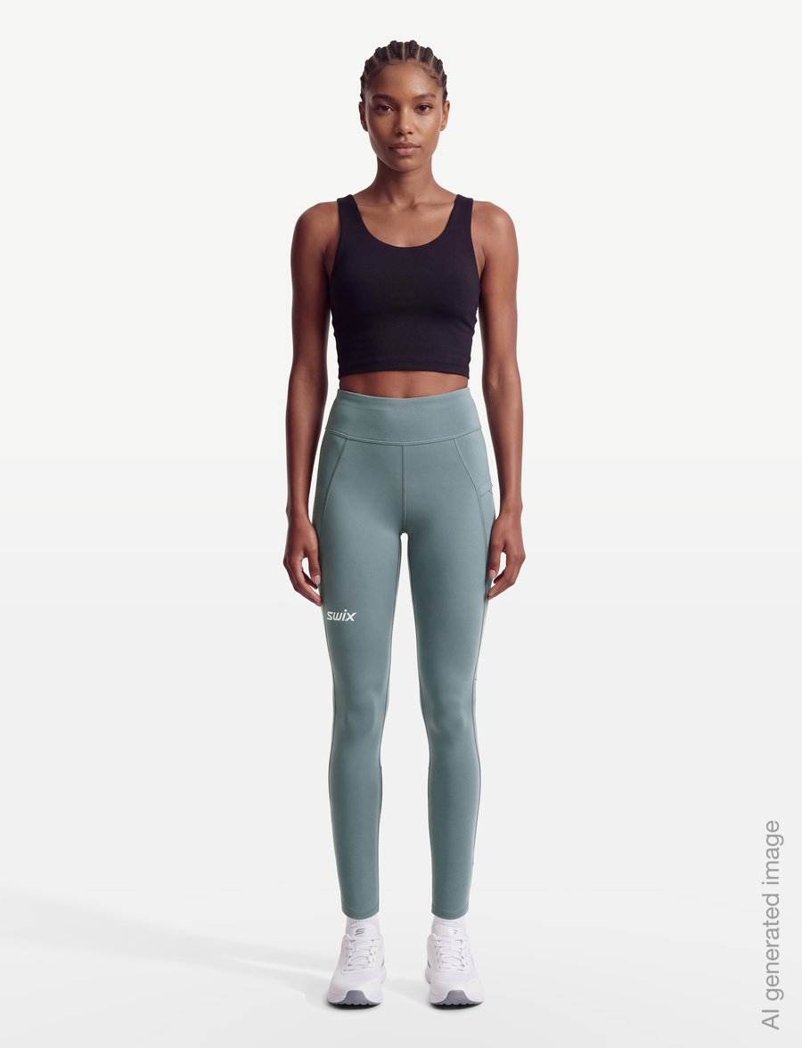 Swix - Pace High Waist Cropped Tights W - 7/8 pikkus - 71602-dark fog - 0