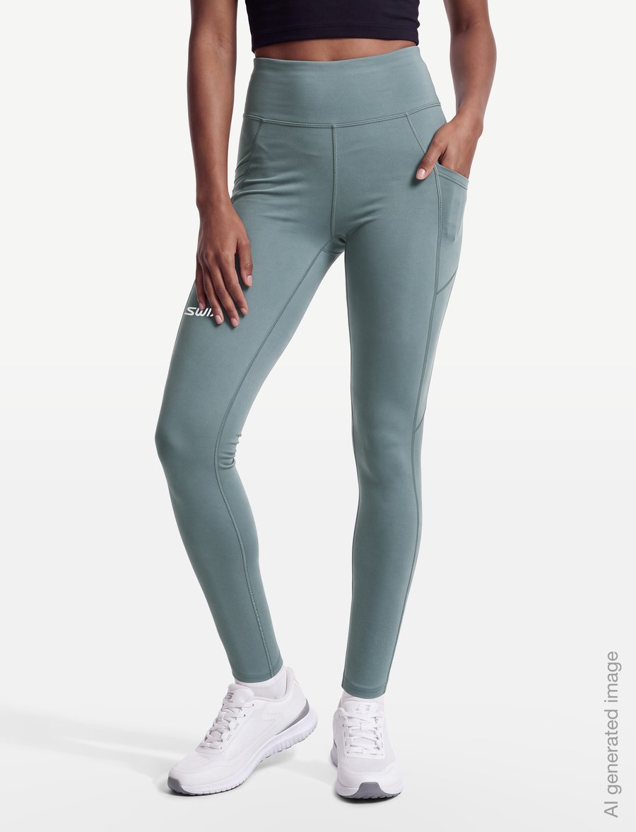 Swix - Pace High Waist Cropped Tights W - 7/8 pikkus - 71602-dark fog - 3
