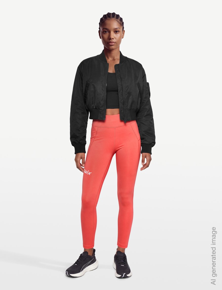 Swix - Pace High Waist Cropped Tights W - 7/8 pikkus - 91002-cayenne - 0