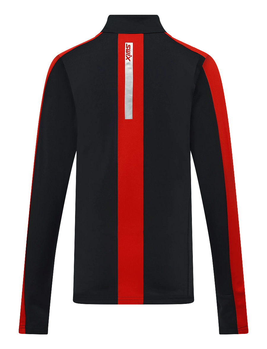 Swix - Roadline NTS Half Zip Baselayer Top Jr - funktionsunterwäsche - oberteile - 10070-black/fiery red - 1