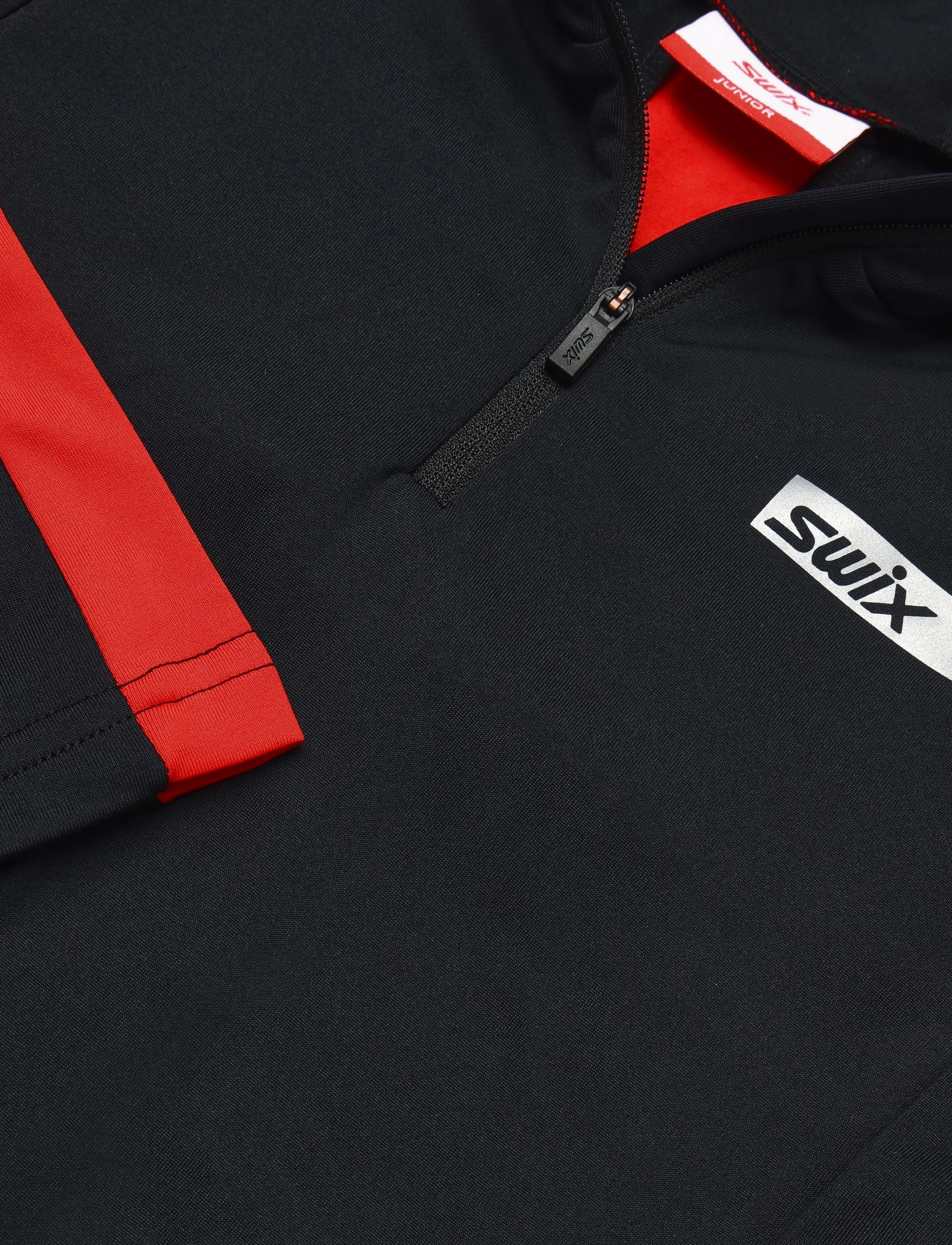 Swix - Roadline NTS Half Zip Baselayer Top Jr - 10070-black/fiery red - 2