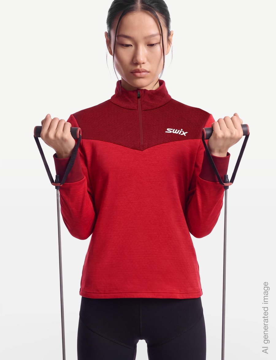 Swix - Nordic Midlayer W - långärmade tröjor - 99951-swix red/rhubarb red - 3
