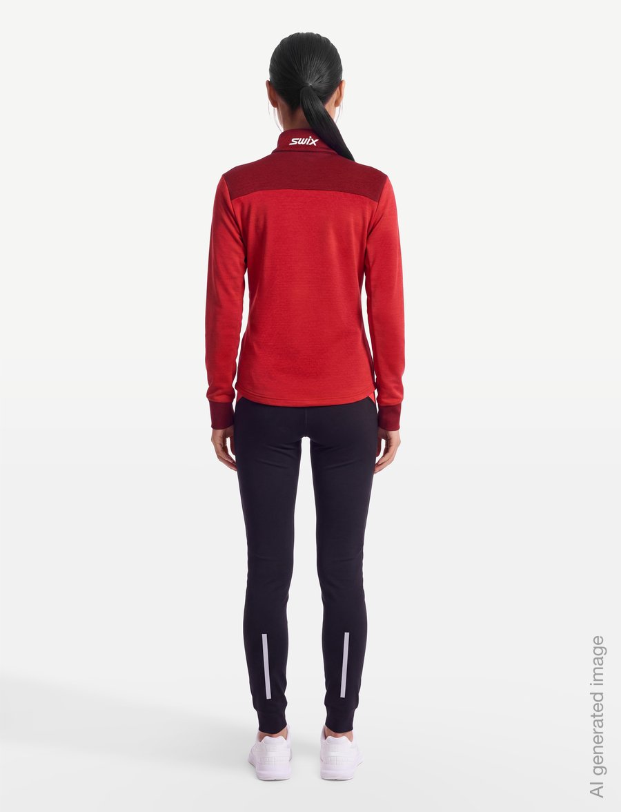 Swix - Nordic Midlayer W - långärmade tröjor - 99951-swix red/rhubarb red - 4