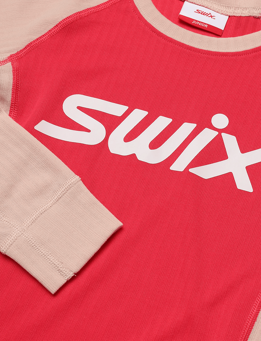 Swix - RaceX Classic Long Sleeve Jr - funktionsunterwäsche - oberteile - 97104-peach whip/ teaberry - 2