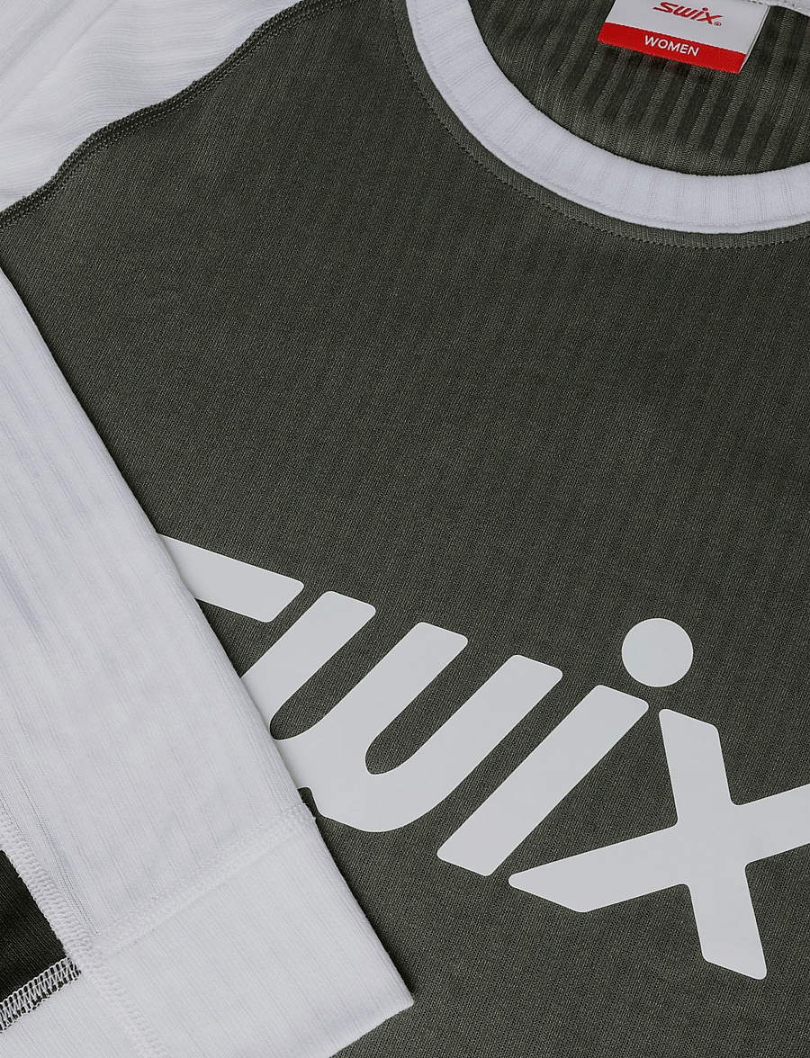 Swix - RaceX Classic Long Sleeve W - pikkade varrukatega alussärgid - 48102-olive/bright white - 2