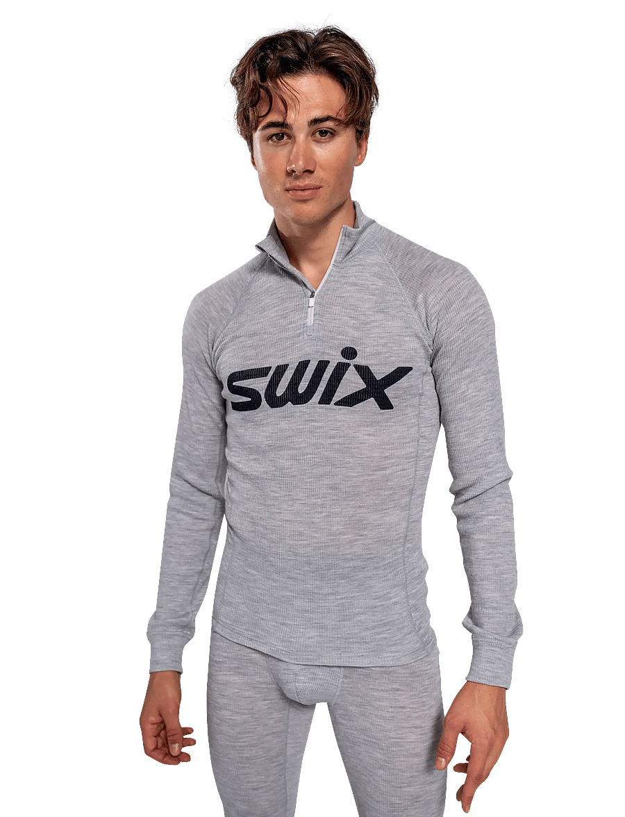 Swix - RaceX Merino Half Zip M - 10107-light grey melange/ dark navy - 0