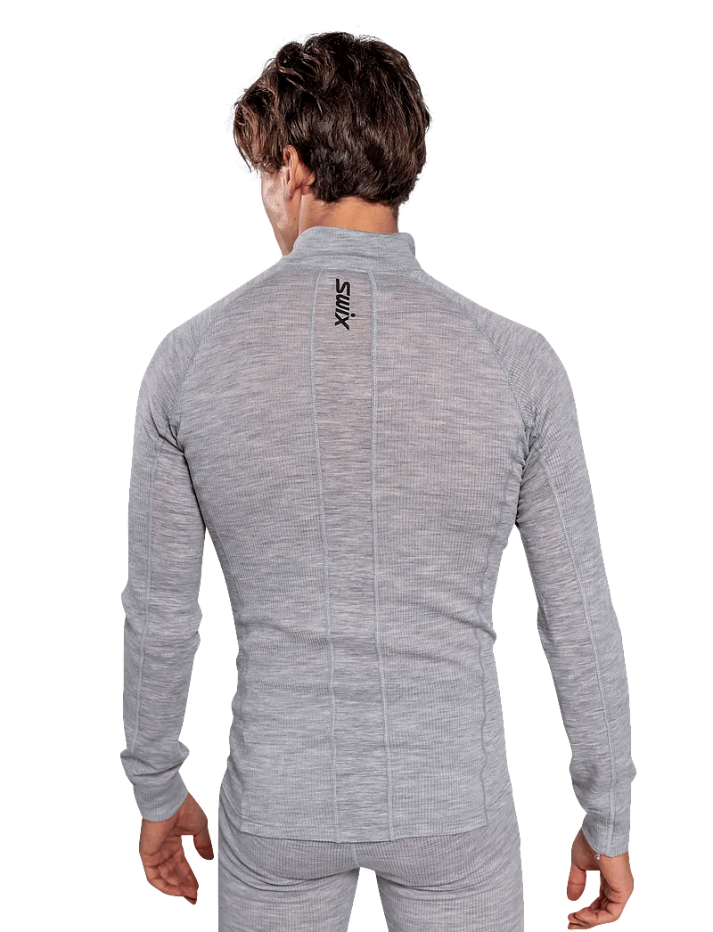 Swix - RaceX Merino Half Zip M - underställströjor - 10107-light grey melange/ dark navy - 3
