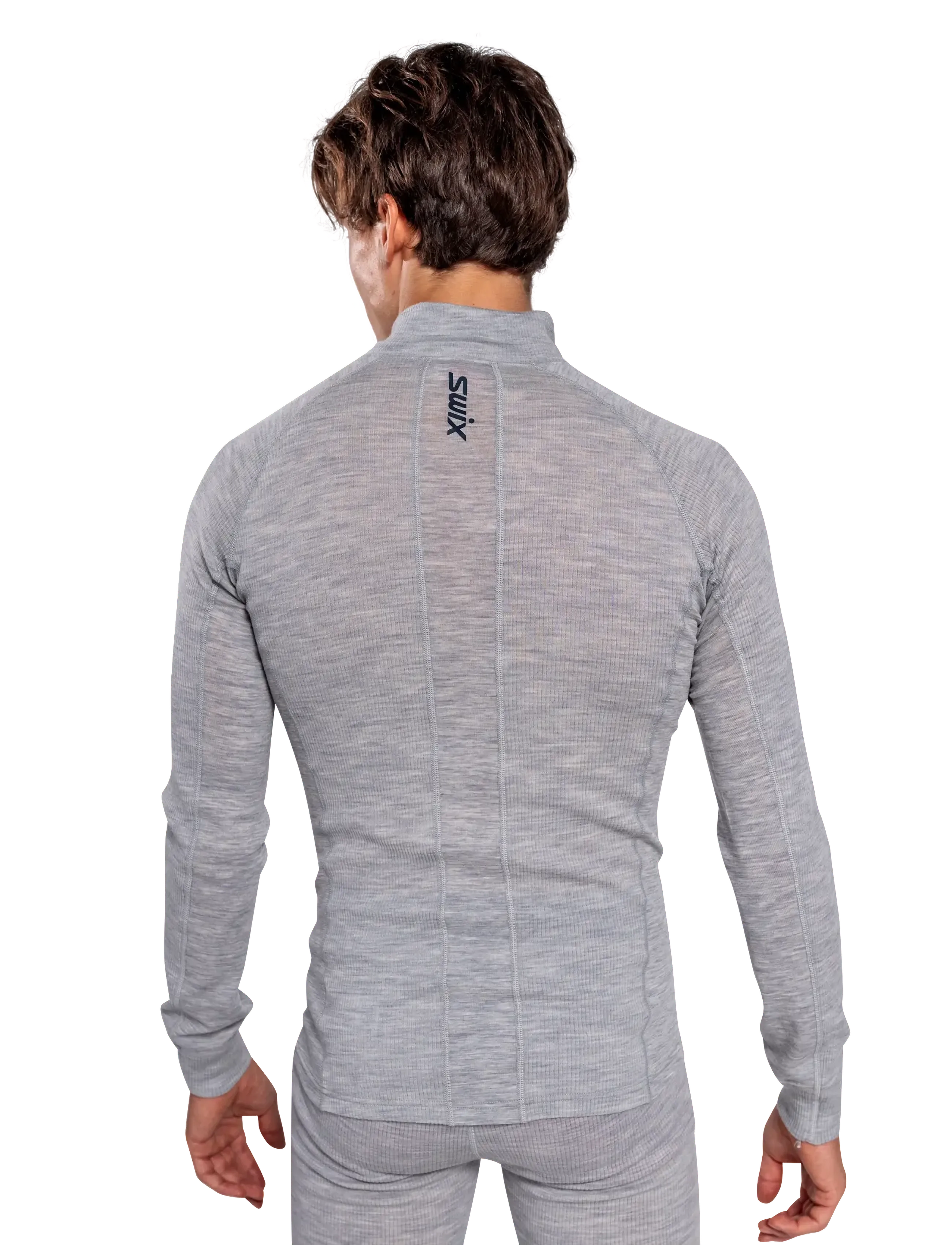 Swix - RaceX Merino Half Zip M - 10107-light grey melange/ dark navy - 3