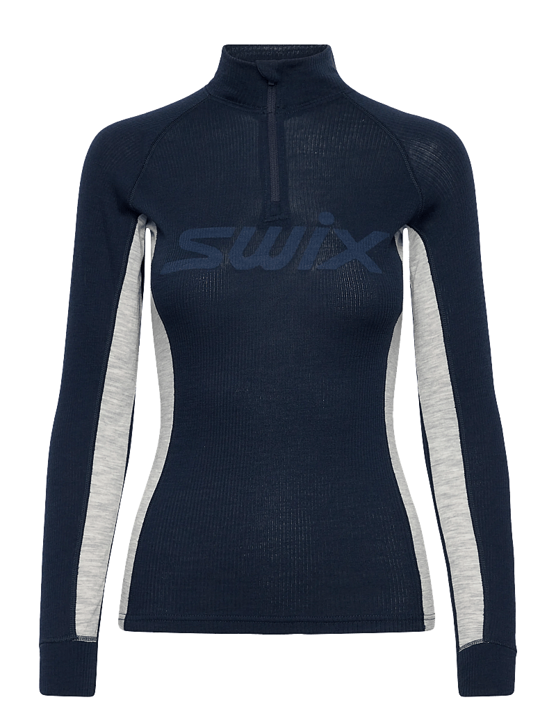 Swix - RaceX Merino Half Zip W - underställströjor - 75117-dark navy/ light grey melange - 0