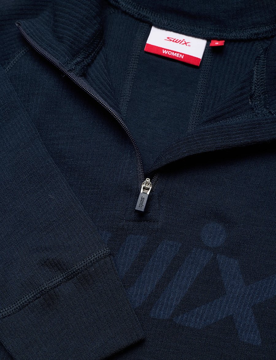 Swix - RaceX Merino Half Zip W - underställströjor - 75117-dark navy/ light grey melange - 2