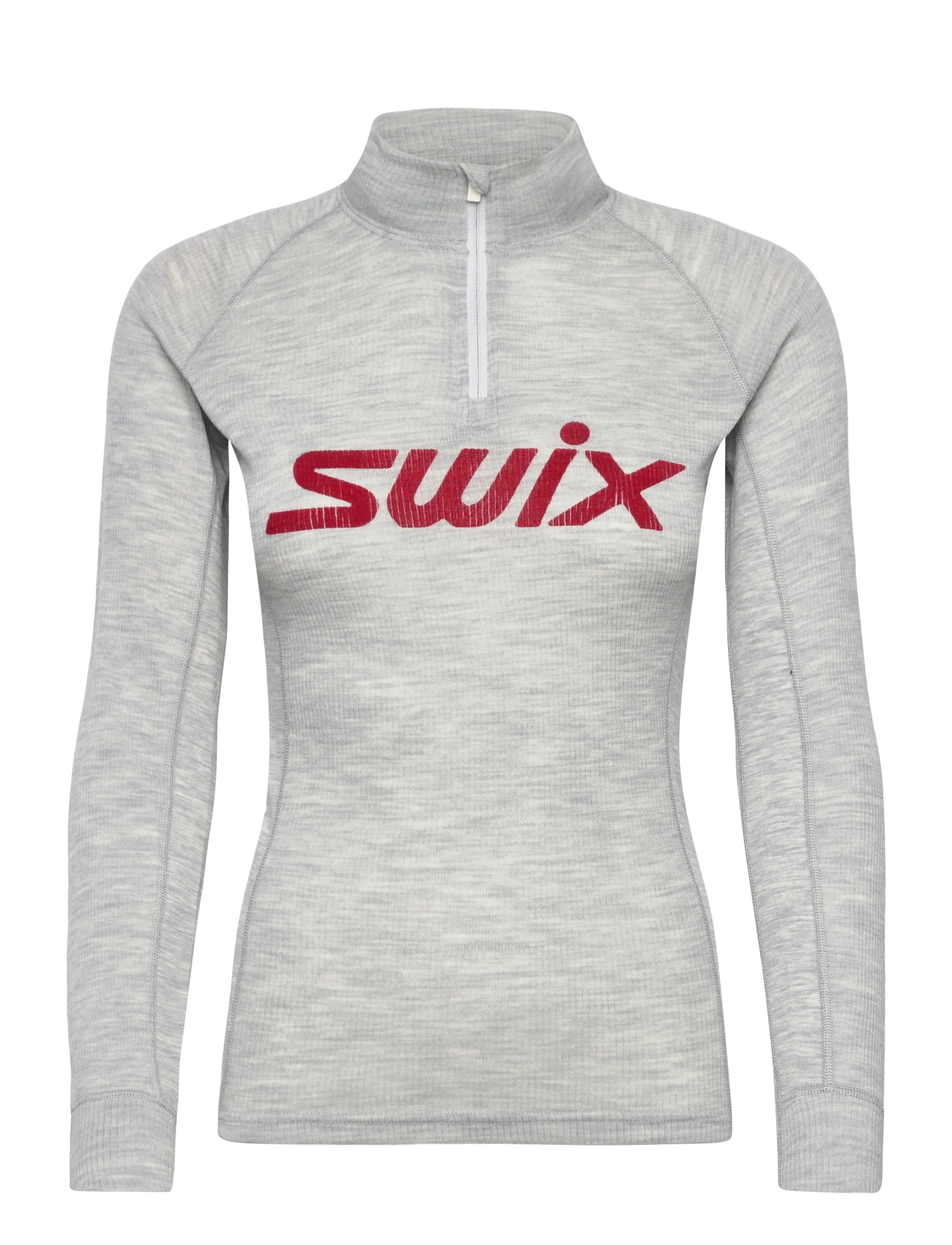 Swix RaceX Merino Half Zip W - Undertøj - 10106-LIGHT GREY MELANGE/ SWIX RED / grey
