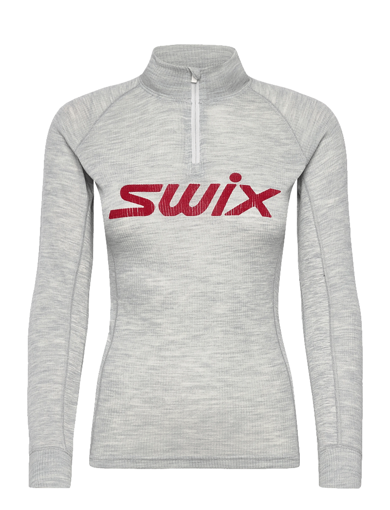 Swix - RaceX Merino Half Zip W - funktionsunterwäsche - oberteile - 10106-light grey melange/ swix red - 0