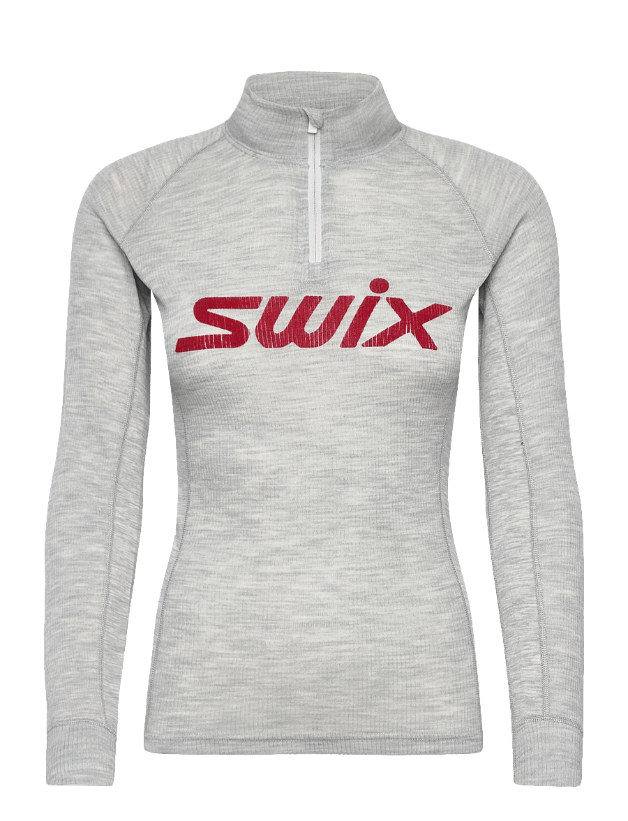Swix - RaceX Merino Half Zip W - 10106-light grey melange/ swix red - 0