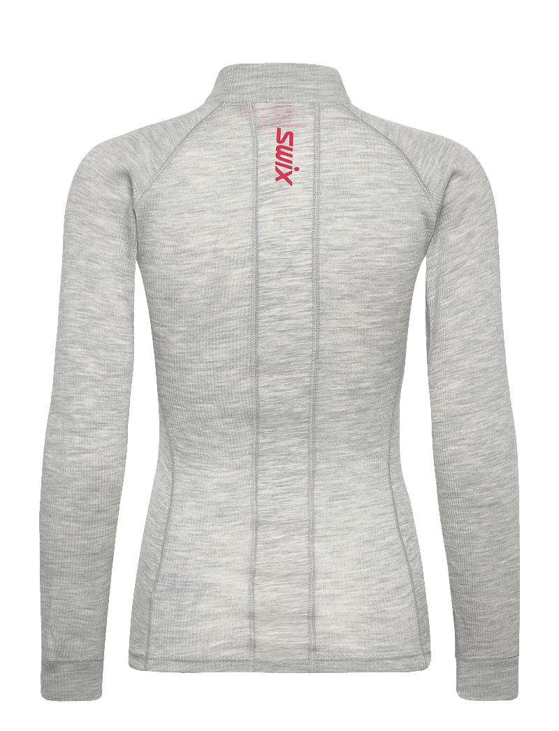 Swix - RaceX Merino Half Zip W - funktionsunterwäsche - oberteile - 10106-light grey melange/ swix red - 1