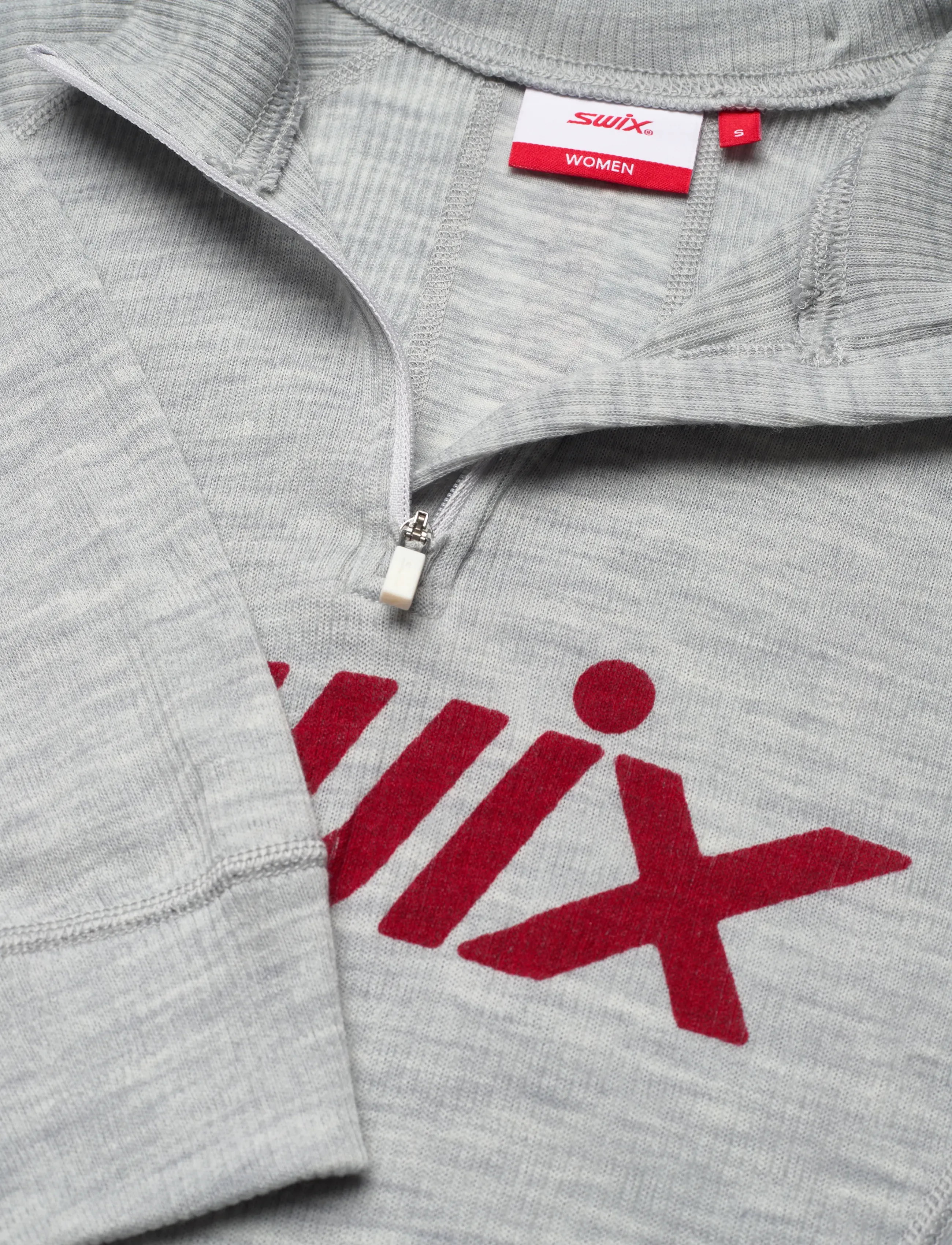 Swix - RaceX Merino Half Zip W - 10106-light grey melange/ swix red - 2