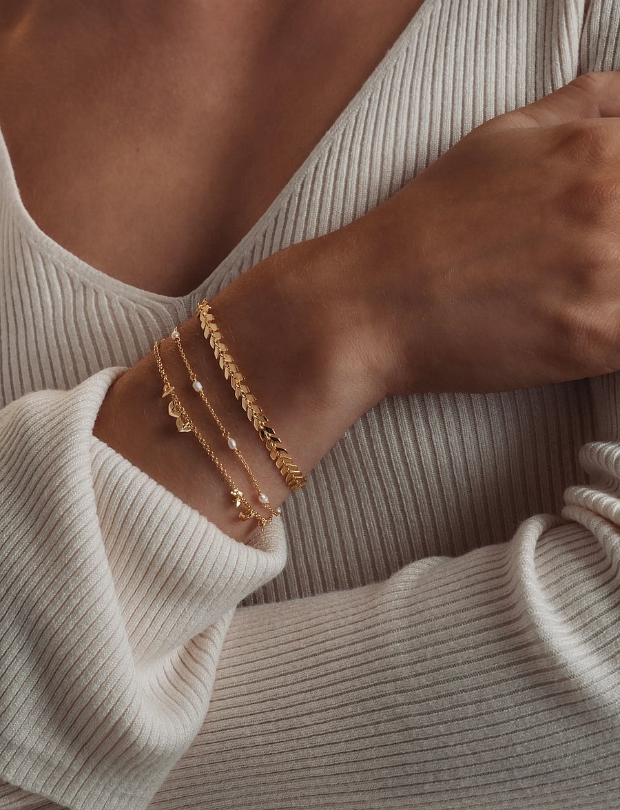 Syster P - Treasure Multi Pearl Bracelet Gold - kettenarmbänder - gold - 3