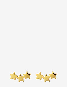 Snap Earrings Triple Star Plain Gold, Syster P