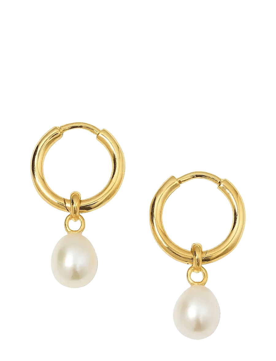 Syster P - Treasure Pearl Hoops Gold - perleøreringe - gold - 1
