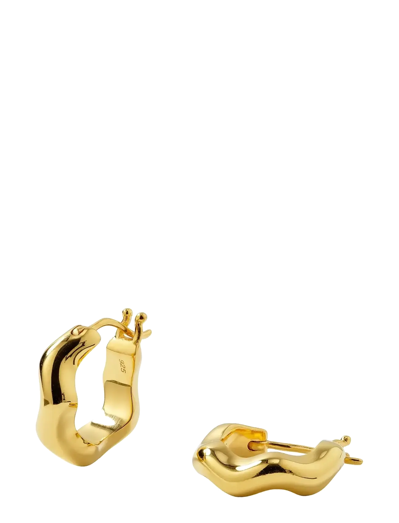 Syster P - Bolded Wavy Earrings Gold - hoops kõrvarõngad - gold - 2