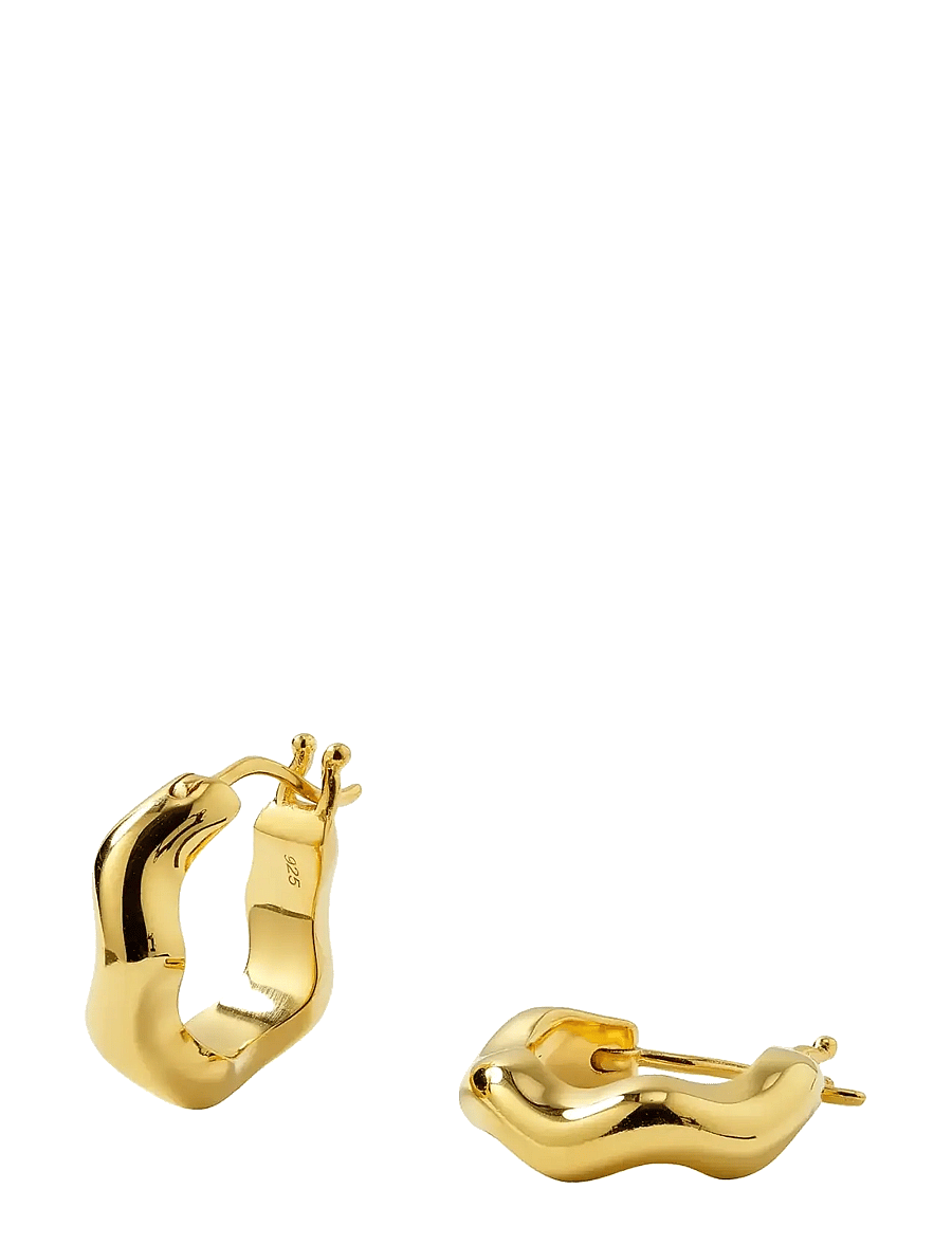 Syster P - Bolded Wavy Earrings Gold - hoops kõrvarõngad - gold - 2
