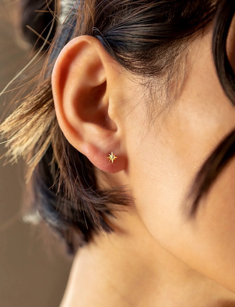 Syster P - North Star Stud Earrings Gold - neet-kõrvarõngad - gold - 0