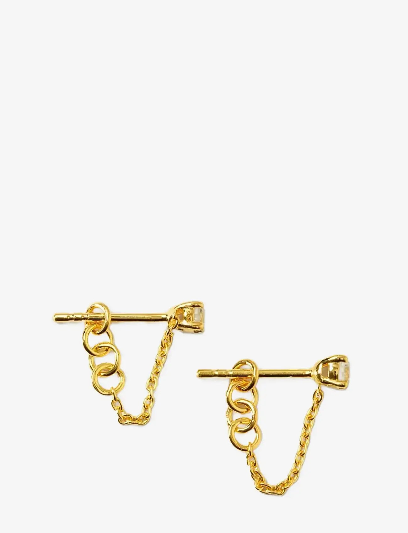 Syster P - Minimalistica Solo Nova Earrings Gold - hängande örhängen - gold - 0