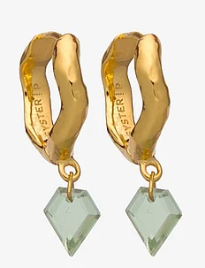 Diamona Earrings Gold Green Quartz, Syster P